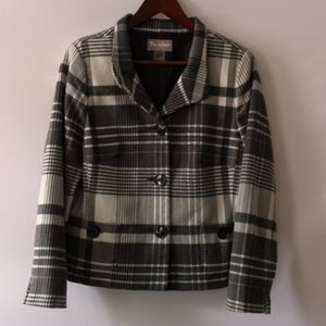 TanJay Career Blazer Size 6P Gray & White Plaid